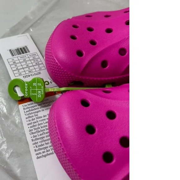 Crocs Electric Pink j2 Kids Baya Clog K Fun Classic Shoes Slides 207013-6QQ NWT - Picture 6 of 8